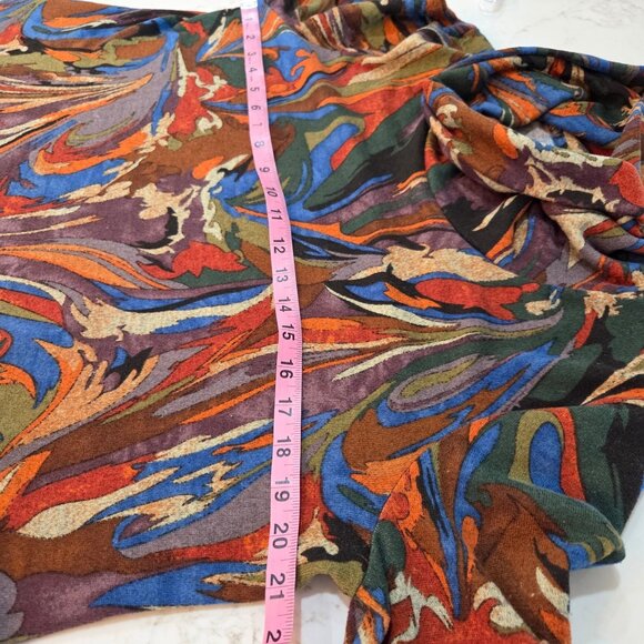 Ali Miles Cowl Neck Tunic Top Size PL 3/4 Sleeve Colorful Maximalism Artsy Swirl - Picture 8 of 9